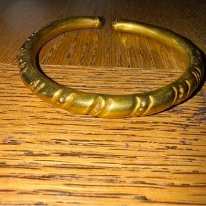 Vintage Brass Bangle Bracelet Open Ended Lightweight Hollow Slip On